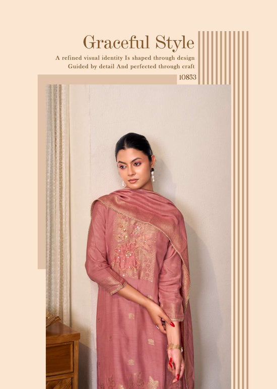 Rangoon Kurti Srivali Pure Muslin Jacquard Handwork Kurti Pant Dupatta Set
