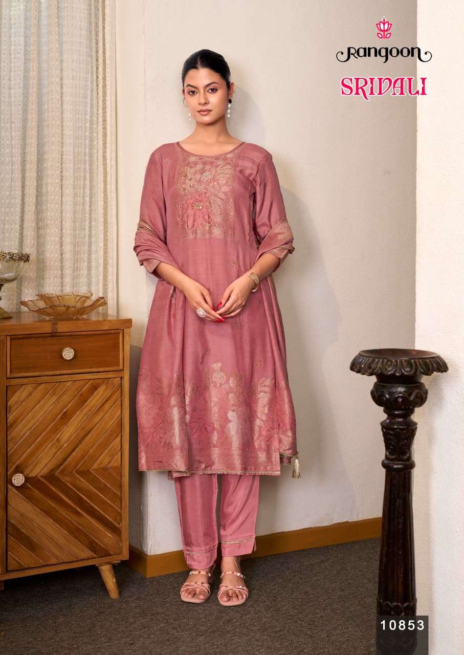 RANGOON SRIVALI Muslin Jacquard Embroidered Stitched Punjabi Suit