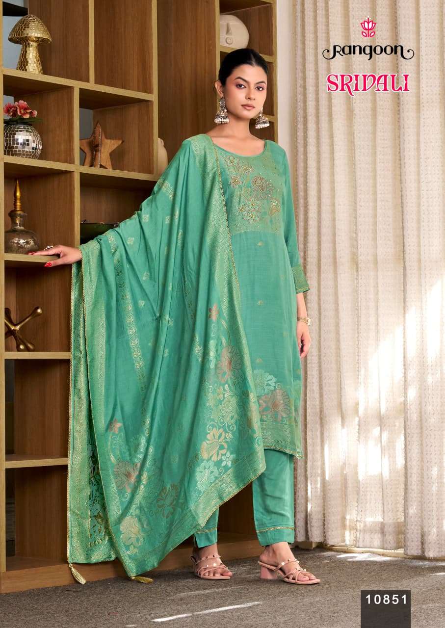 RANGOON SRIVALI Muslin Jacquard Embroidered Stitched Punjabi Suit
