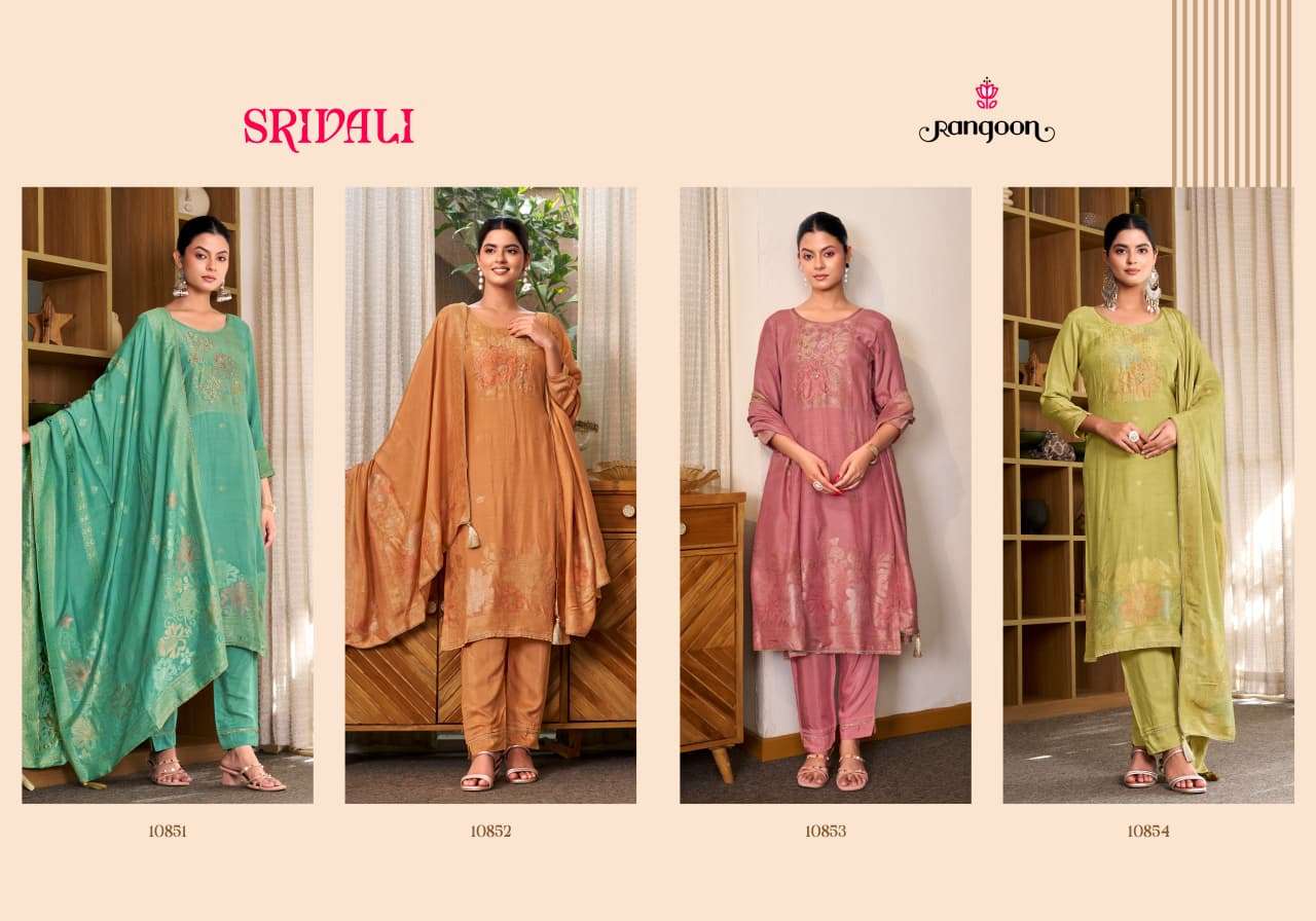 RANGOON SRIVALI Muslin Jacquard Embroidered Stitched Punjabi Suit