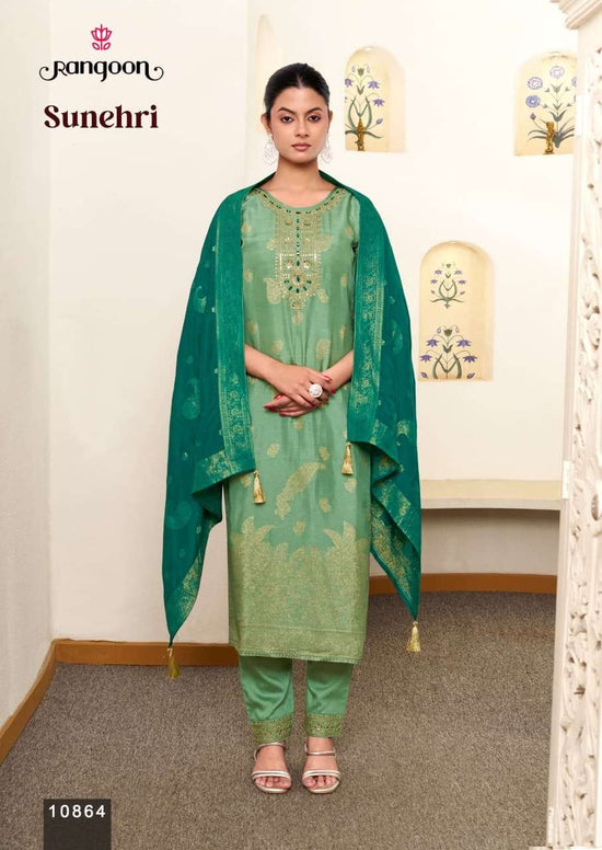 Rangoon Sunehri Pure Russian Jacquard Designer Salwar Suit Set - Amrah Wholesale