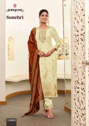 Rangoon Sunehri Pure Russian Jacquard Designer Salwar Suit Set