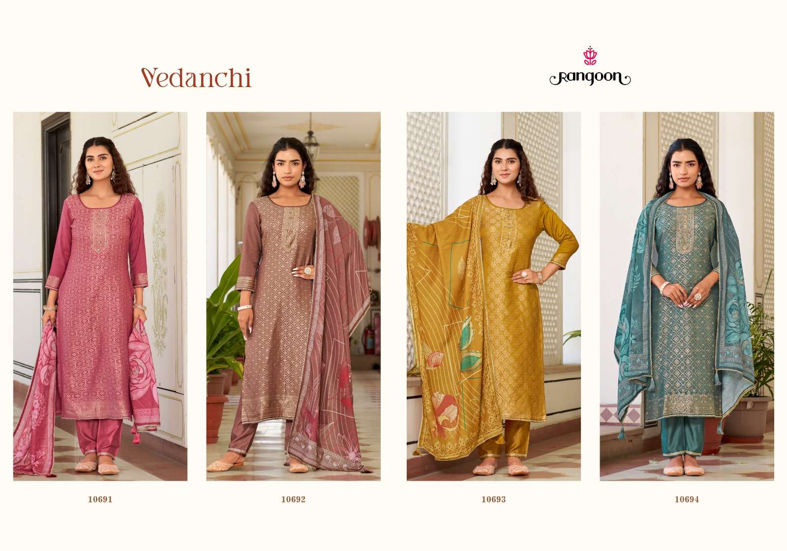 Rangoon Vedanchi Viscose Muslin Salwar Suit Set - Amrah Wholesale