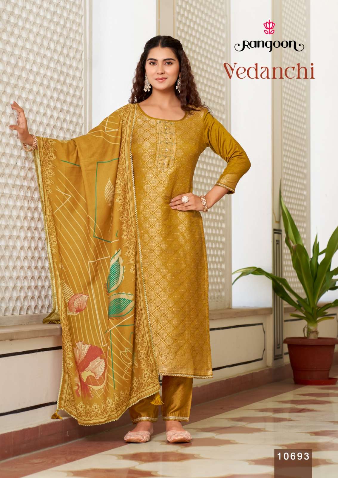 Rangoon Vedanchi Viscose Muslin Salwar Suit Set - Amrah Wholesale