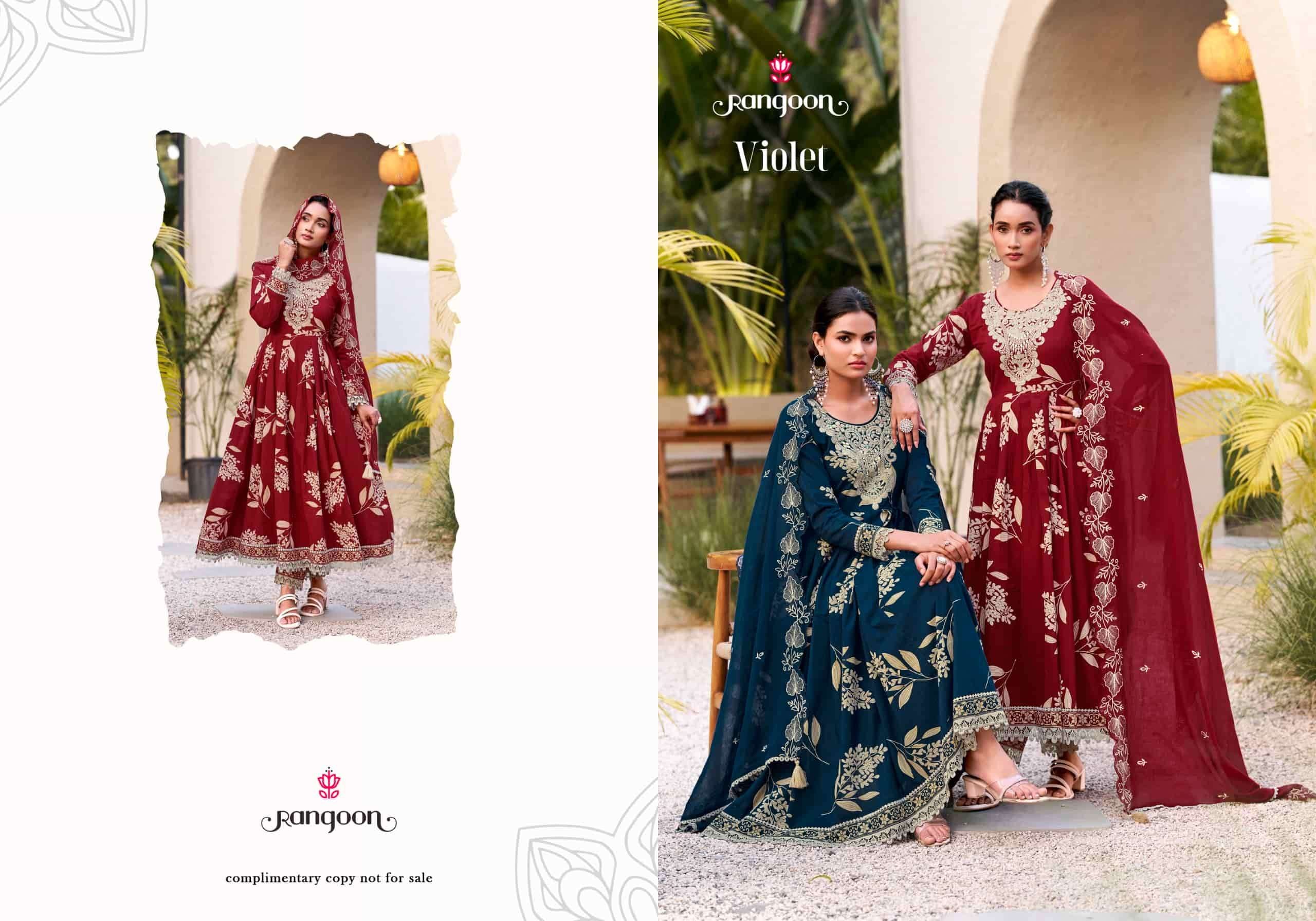 Rangoon Violet Cotton Cambric Salwar Suit Set