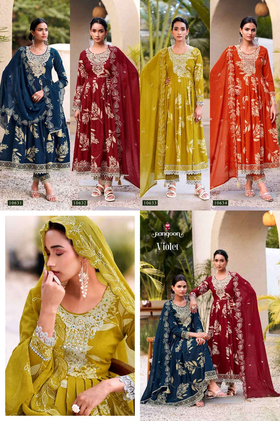 Rangoon Violet Cotton Cambric Salwar Suit Set