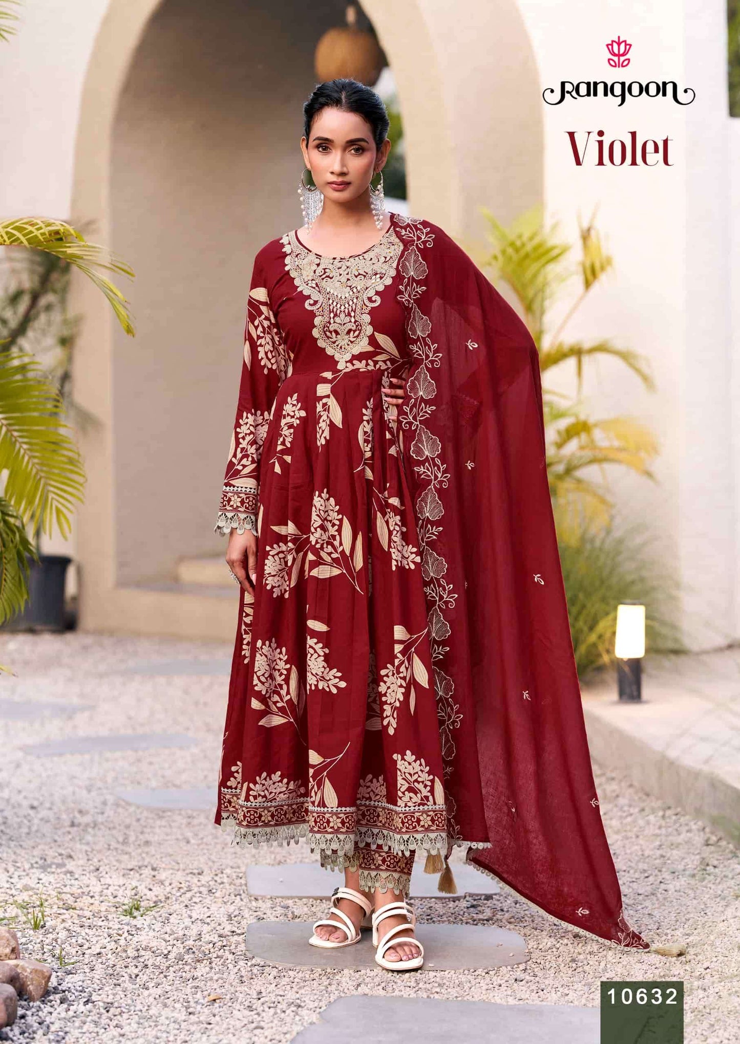 Rangoon Violet Cotton Cambric Salwar Suit Set