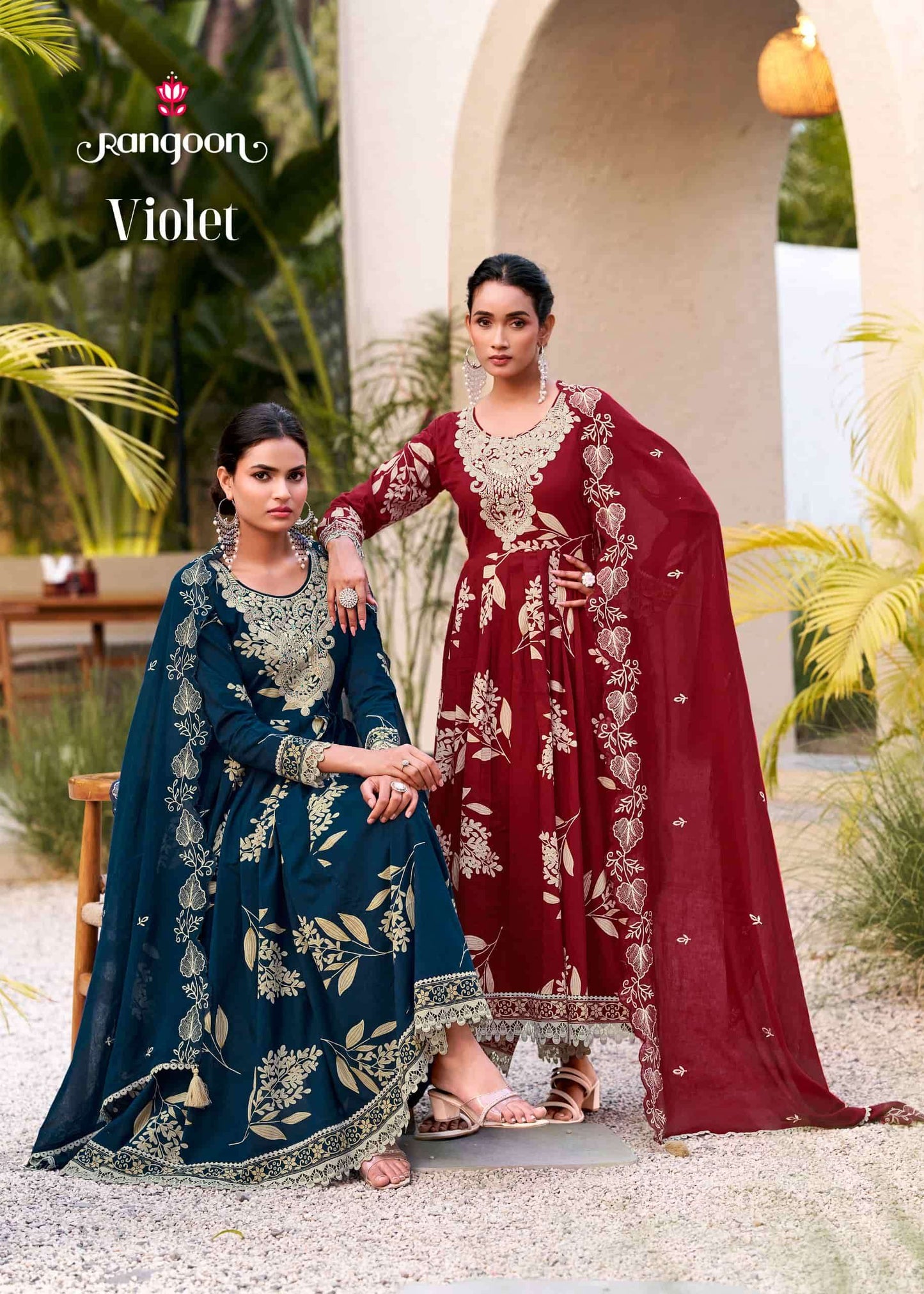 Rangoon Violet Cotton Cambric Salwar Suit Set