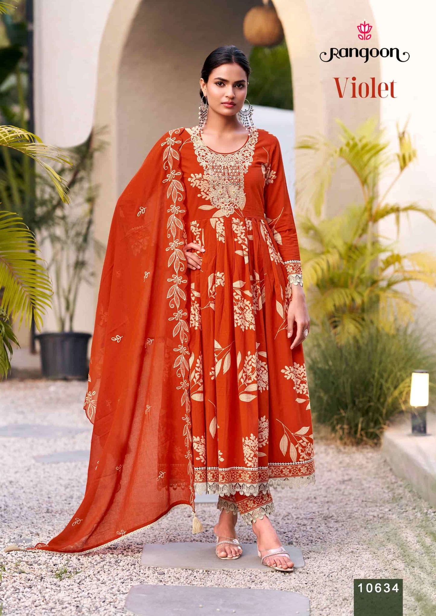 Rangoon Violet Cotton Cambric Salwar Suit Set