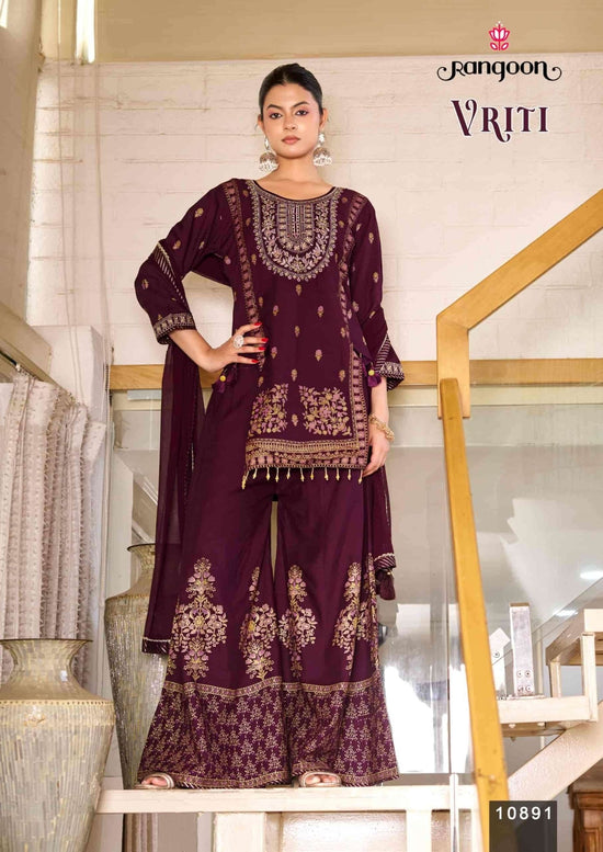 Rangoon Vriti Rayon Designer Palazzo Suit Set with Mirror Work - Amrah Wholesale