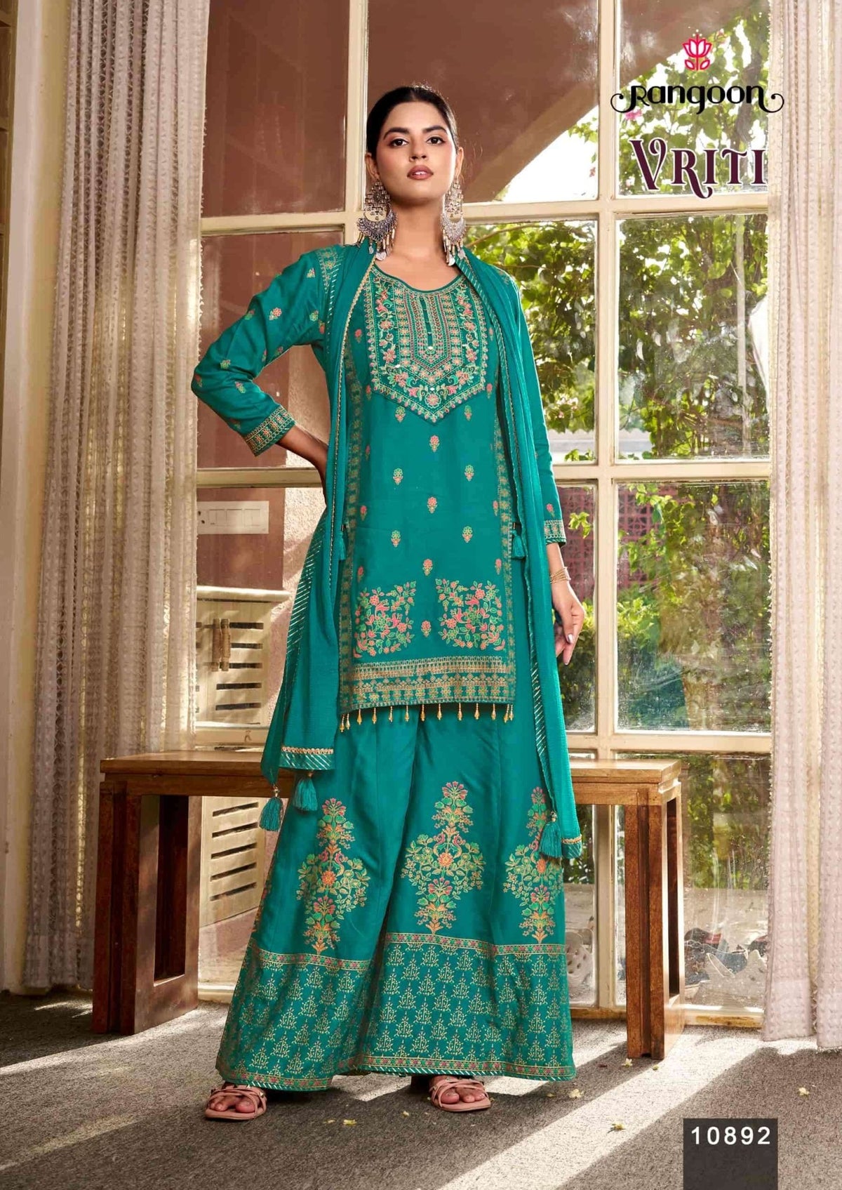 Rangoon Vriti Rayon Designer Palazzo Suit Set with Mirror Work - Amrah Wholesale