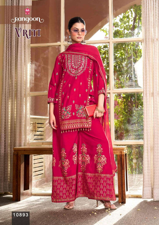 Rangoon Vriti Rayon Designer Palazzo Suit Set with Mirror Work - Amrah Wholesale
