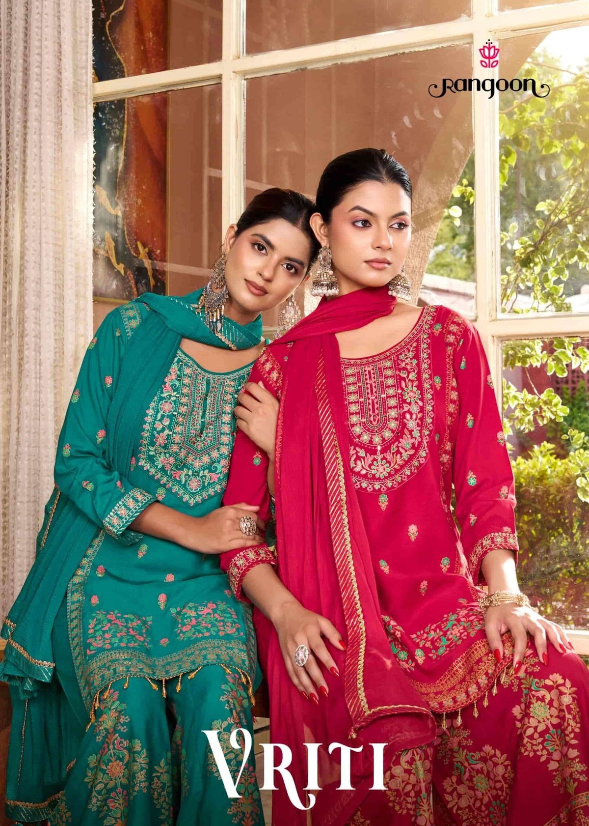 Rangoon Vriti Rayon Designer Palazzo Suit Set with Mirror Work - Amrah Wholesale