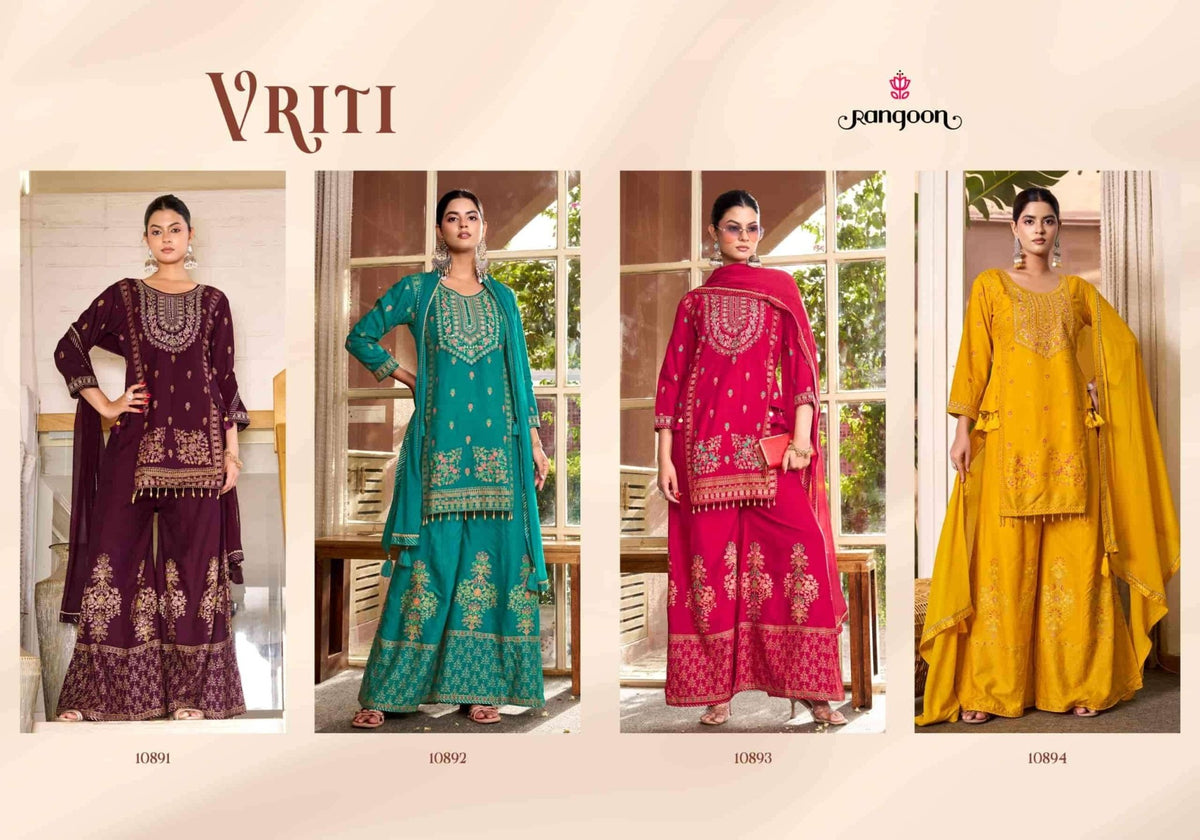 Rangoon Vriti Rayon Designer Palazzo Suit Set with Mirror Work - Amrah Wholesale