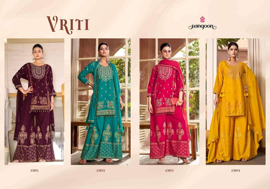Rangoon Vriti Rayon Designer Palazzo Suit Set with Mirror Work - Amrah Wholesale