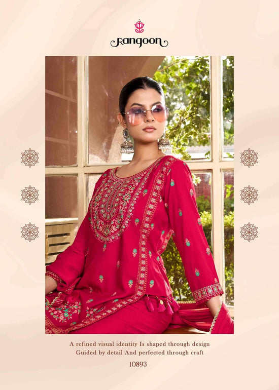 Rangoon Vriti Rayon Designer Palazzo Suit Set with Mirror Work - Amrah Wholesale