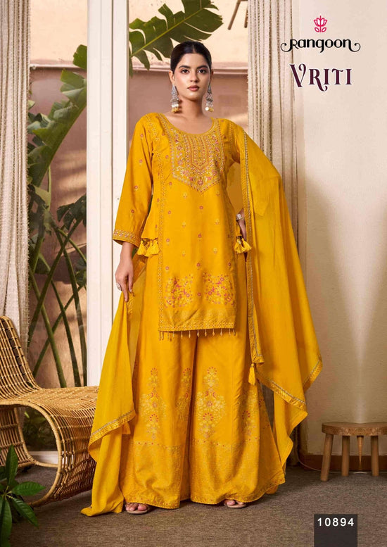 Rangoon Vriti Rayon Designer Palazzo Suit Set with Mirror Work - Amrah Wholesale