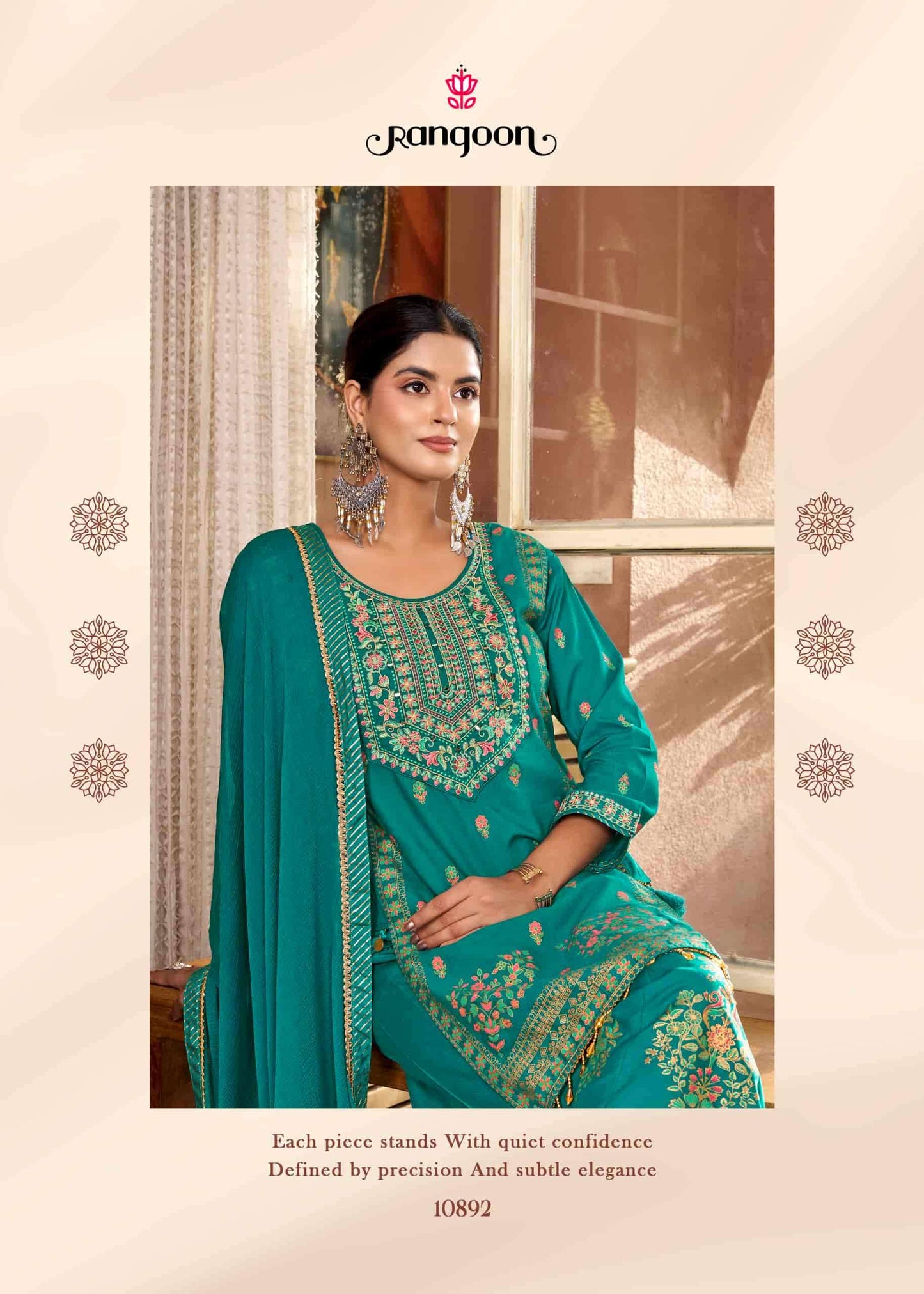 Rangoon Vriti Rayon Designer Palazzo Suit Set with Mirror Work