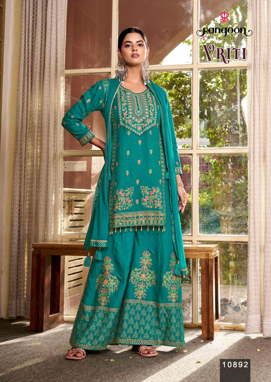 Rangoon Vriti Rayon Designer Palazzo Suit Set with Mirror Work