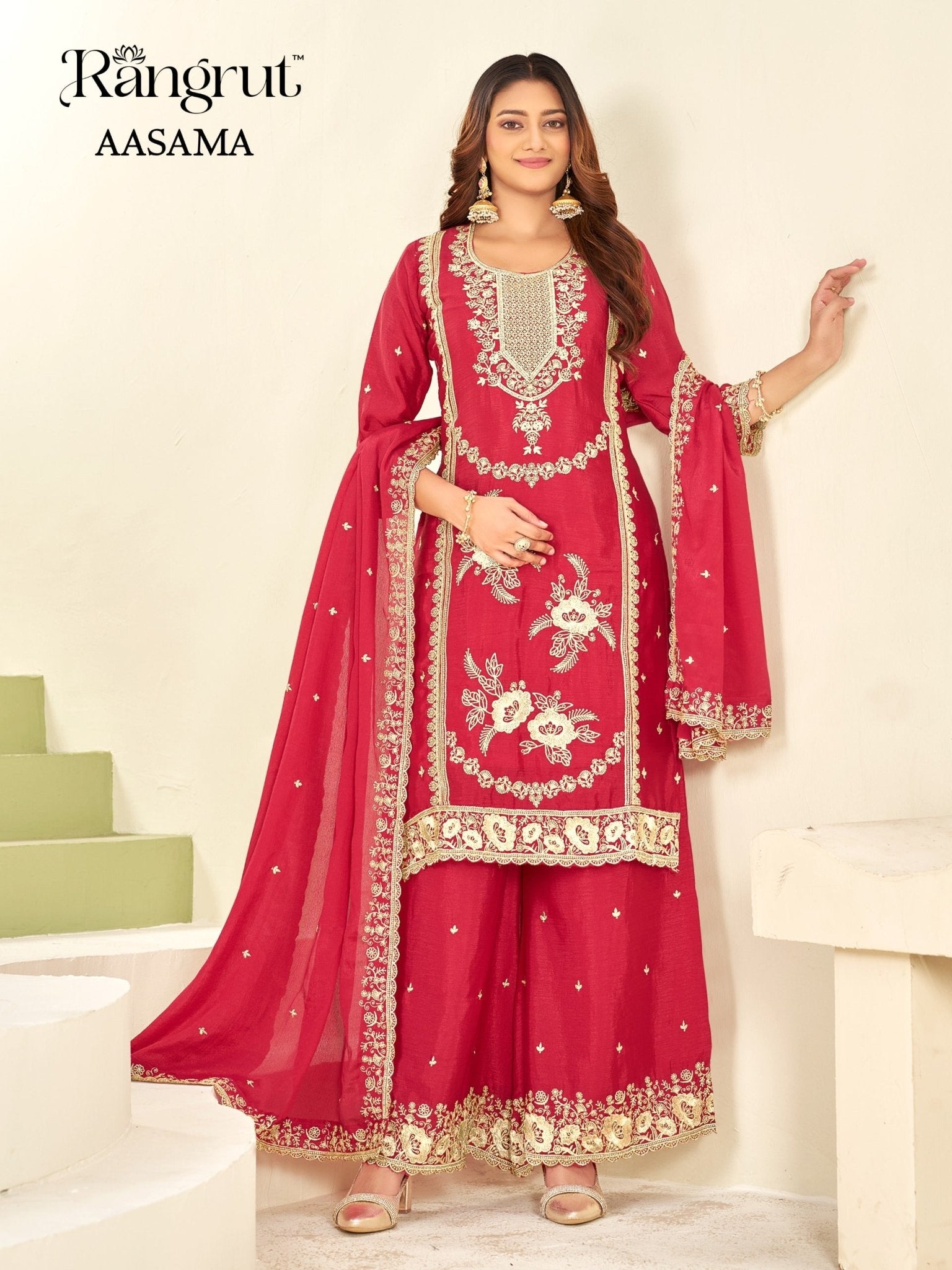 Rangrut Aasama Chinon Embroidered Pakistani Suit - Amrah Wholesale