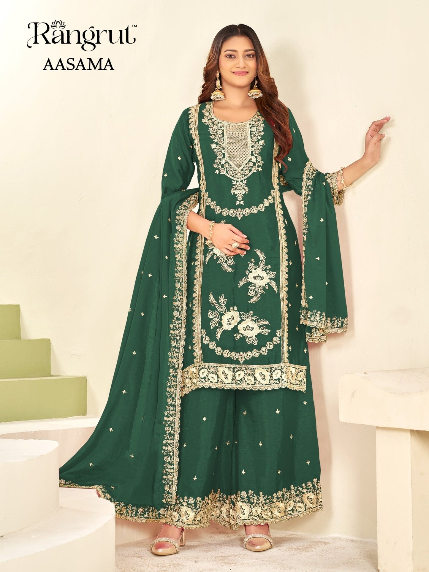 Rangrut Aasama Chinon Embroidered Pakistani Suit - Amrah Wholesale