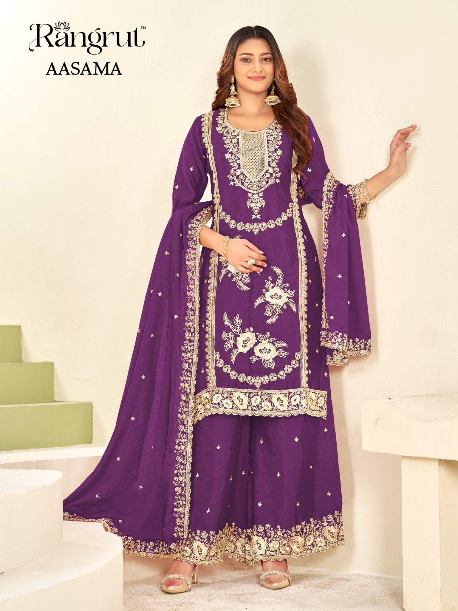 Rangrut Aasama Chinon Embroidered Pakistani Suit - Amrah Wholesale