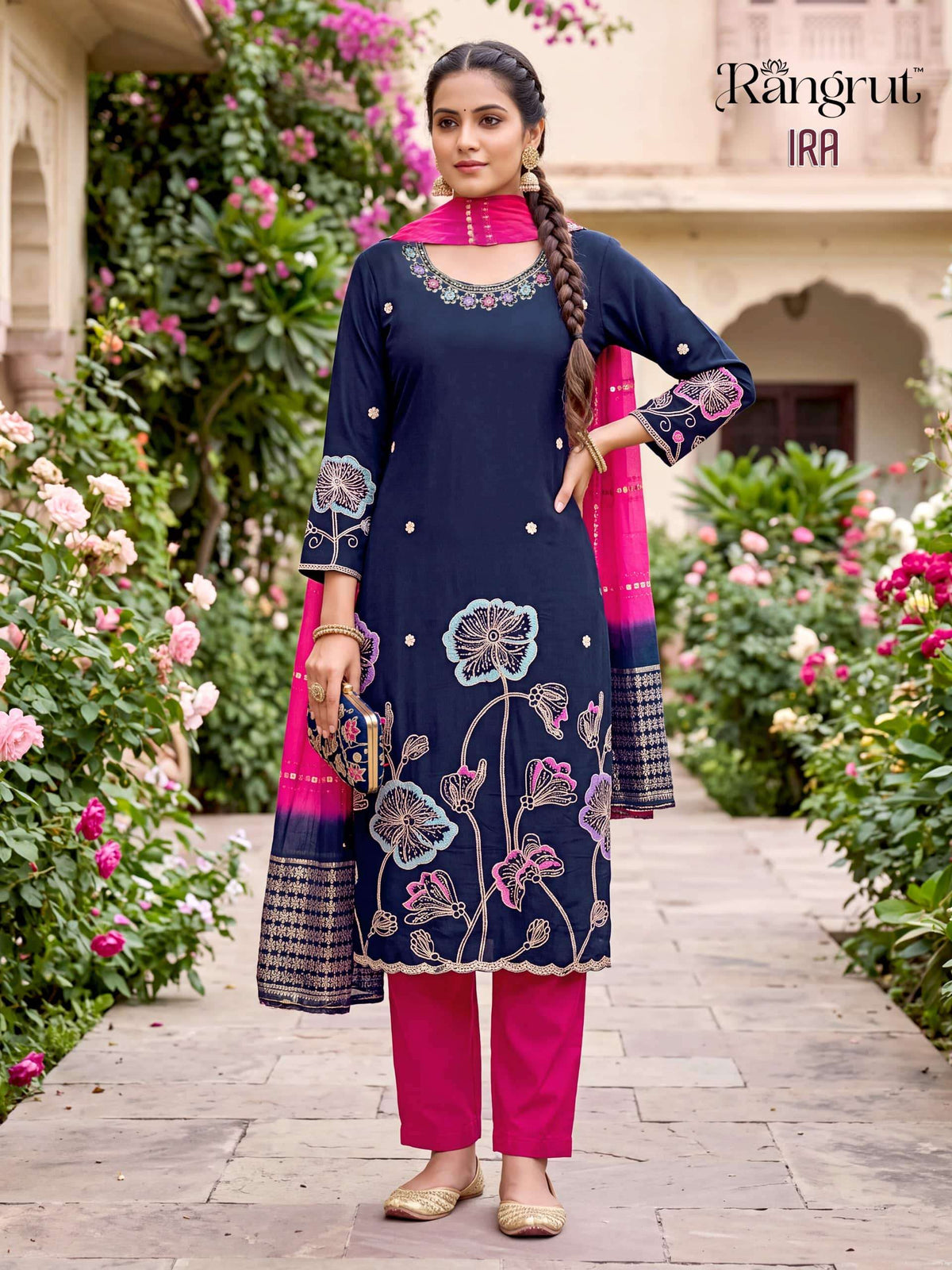 RANGRUT IRA Roman Silk Stitched Punjabi Suit