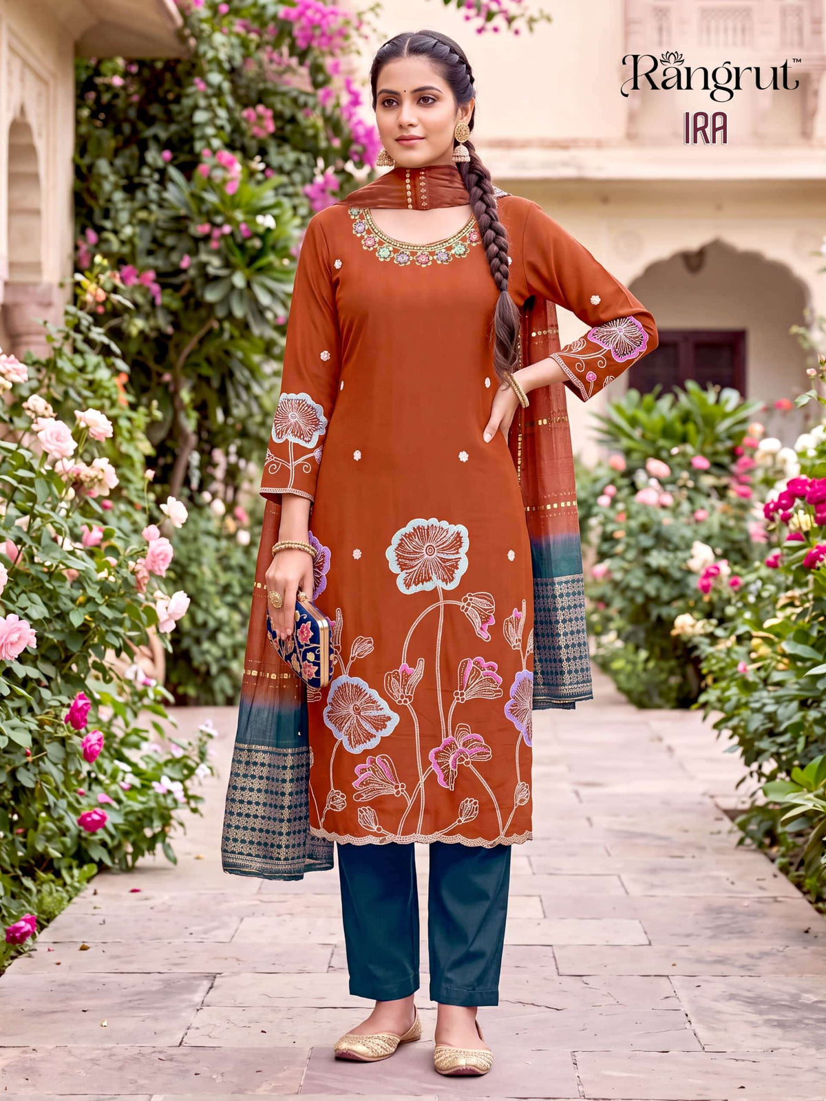 RANGRUT IRA Roman Silk Stitched Punjabi Suit