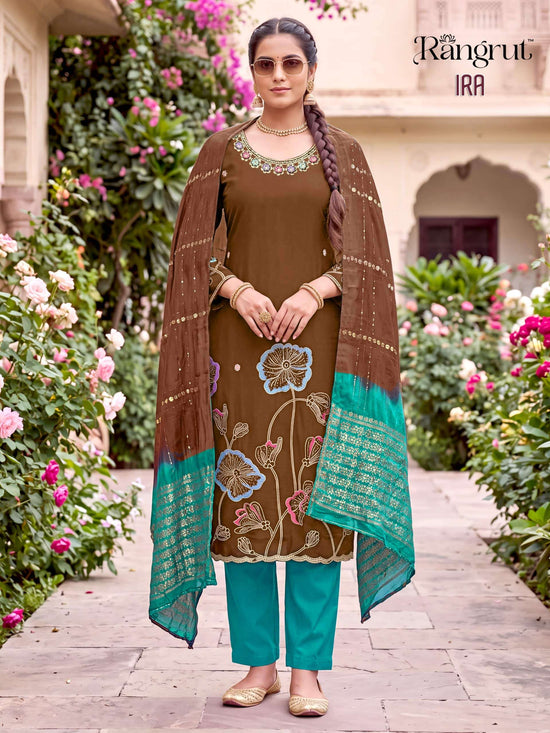 RANGRUT IRA Roman Silk Stitched Punjabi Suit