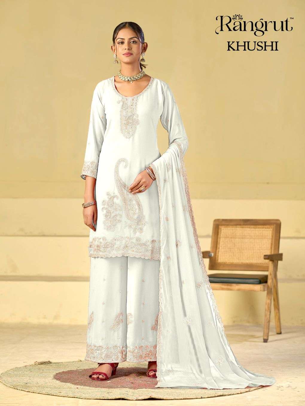 Rangrut Mukesh Khushi Blooming Georgette Embroidery Stitched Dress Set - Amrah Wholesale