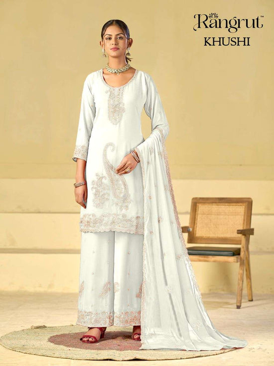 Rangrut Mukesh Khushi Blooming Georgette Embroidery Stitched Dress Set - Amrah Wholesale