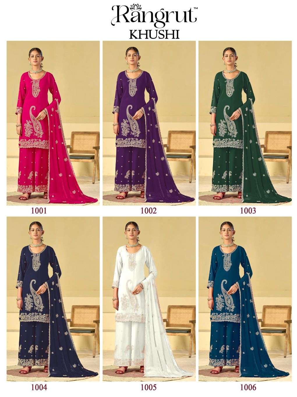 Rangrut Mukesh Khushi Blooming Georgette Embroidery Stitched Dress Set - Amrah Wholesale
