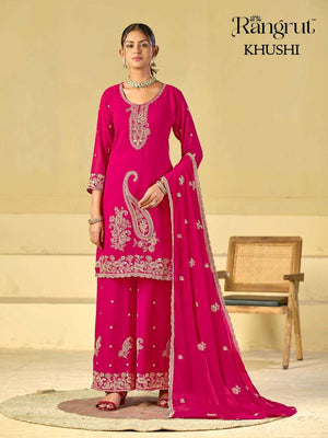Rangrut Mukesh Khushi Blooming Georgette Embroidery Stitched Dress Set - Amrah Wholesale