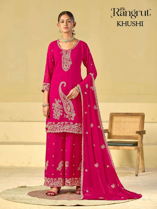 Rangrut Mukesh Khushi Blooming Georgette Embroidery Stitched Dress Set - Amrah Wholesale