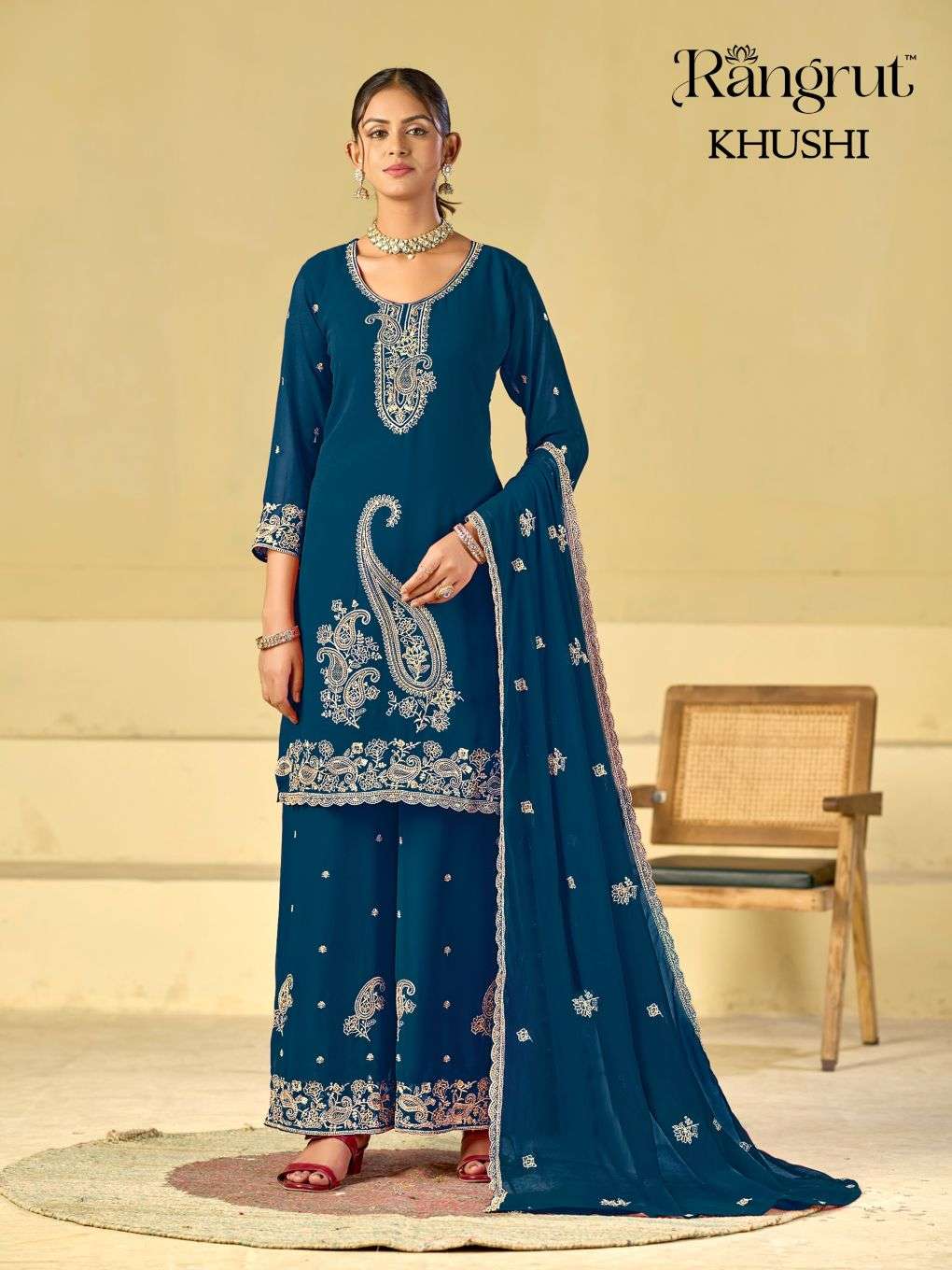 Rangrut Mukesh Khushi Blooming Georgette Embroidery Stitched Dress Set - Amrah Wholesale