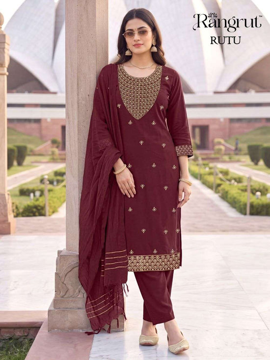 Rangrut Rutu Crepe Embroidered Salwar Suit Set