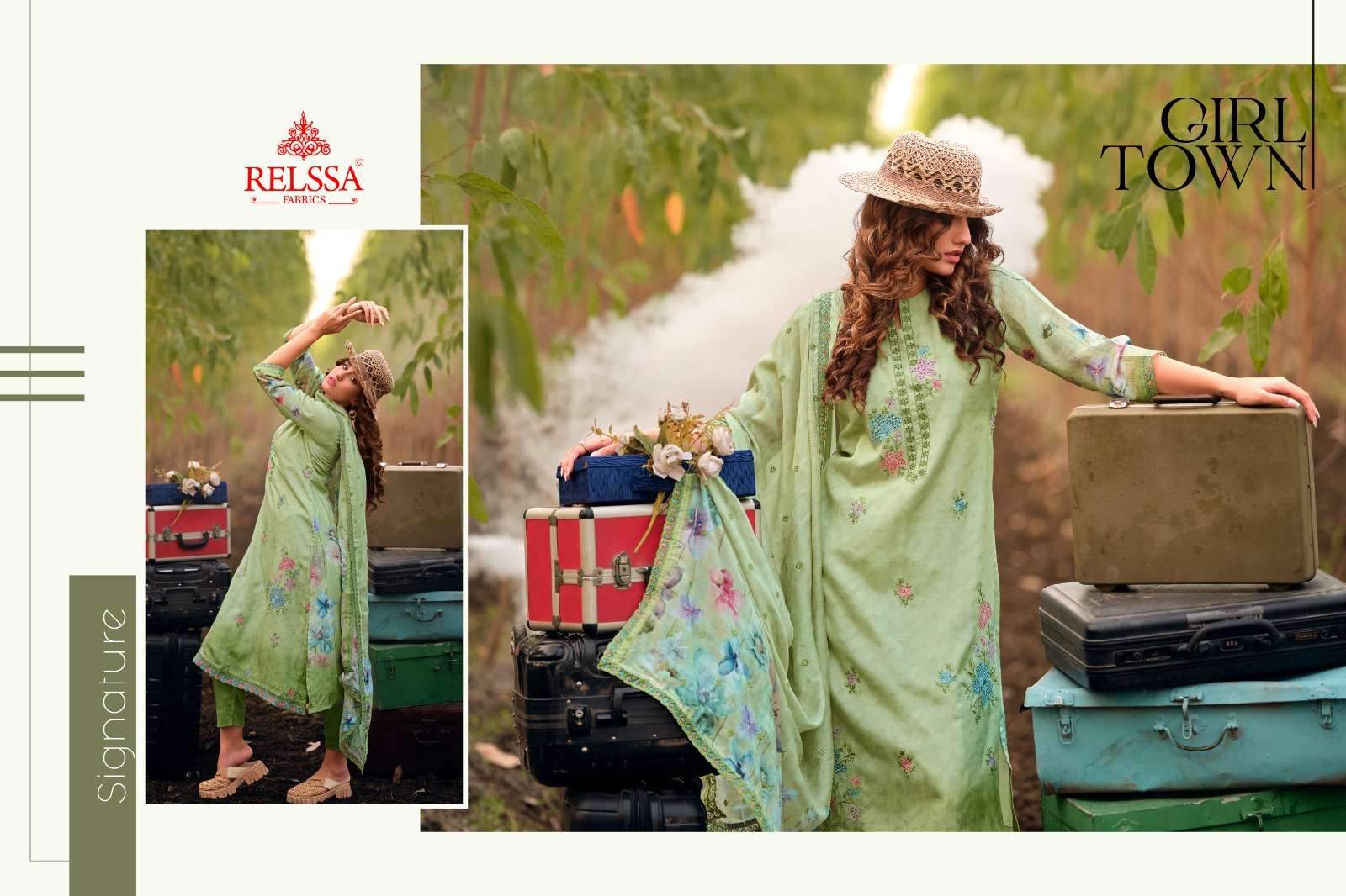 Relssa Fabrics Akira Superior Cotton Embroidered Dress Material