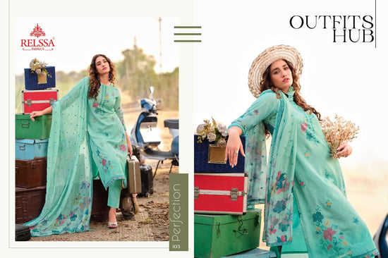 Relssa Fabrics Akira Superior Cotton Embroidered Dress Material