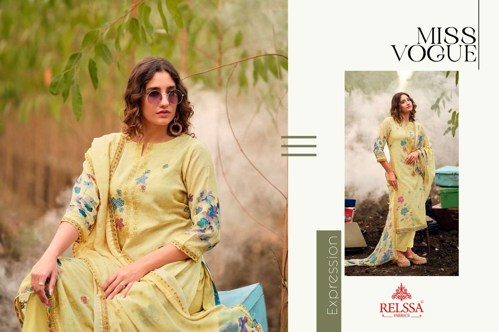 Relssa Fabrics Akira Superior Cotton Embroidered Dress Material