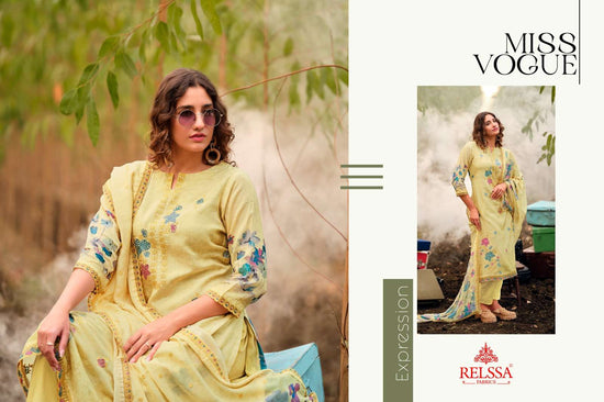 Relssa Fabrics Akira Superior Cotton Embroidered Dress Material