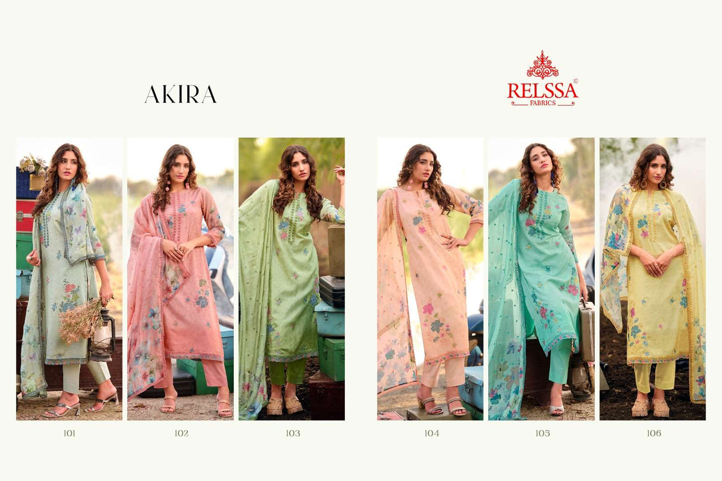 Relssa Fabrics Akira Superior Cotton Embroidered Dress Material