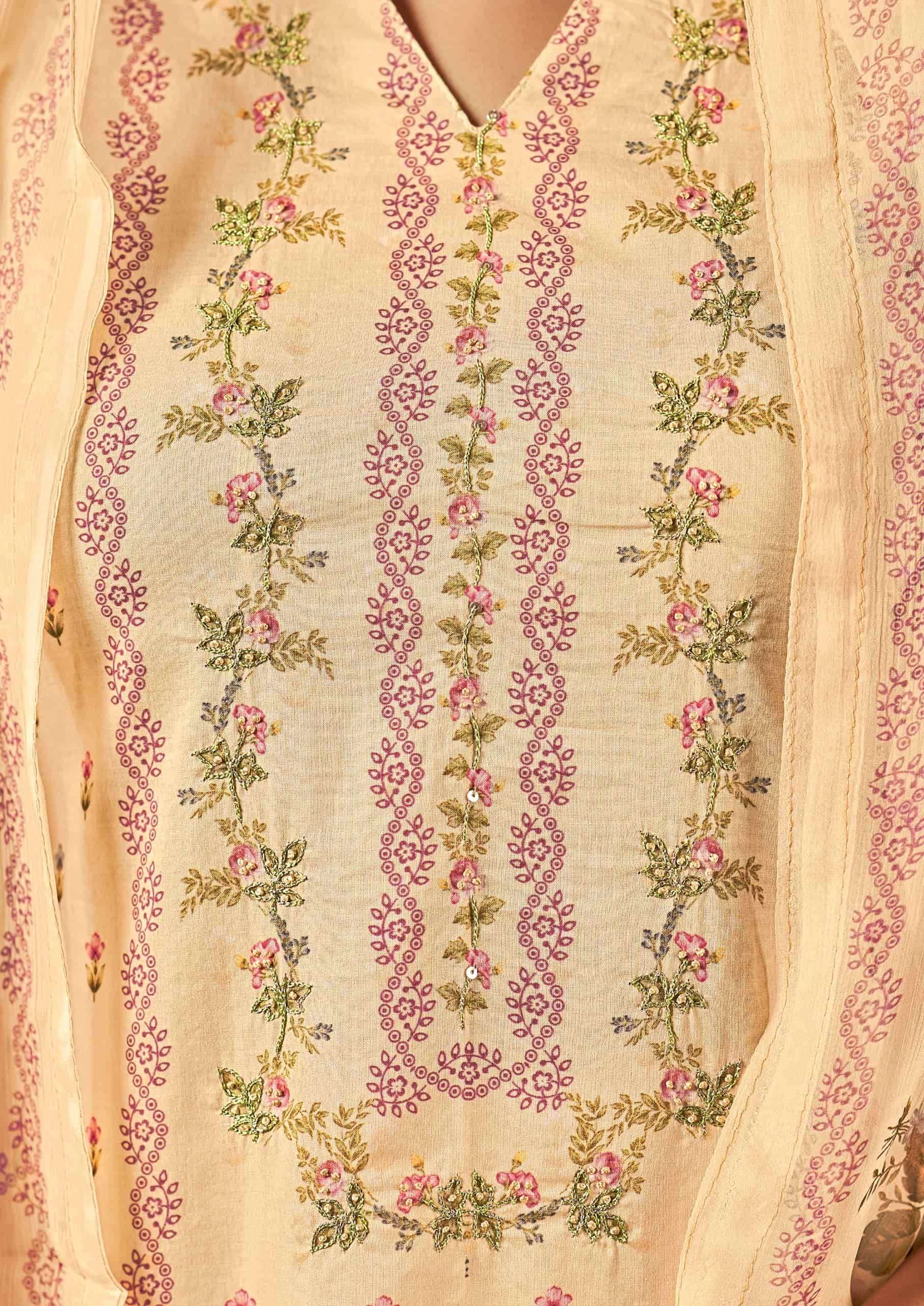 Relssa Fabrics Aliza Cotton Lawn Handwork Dress Material