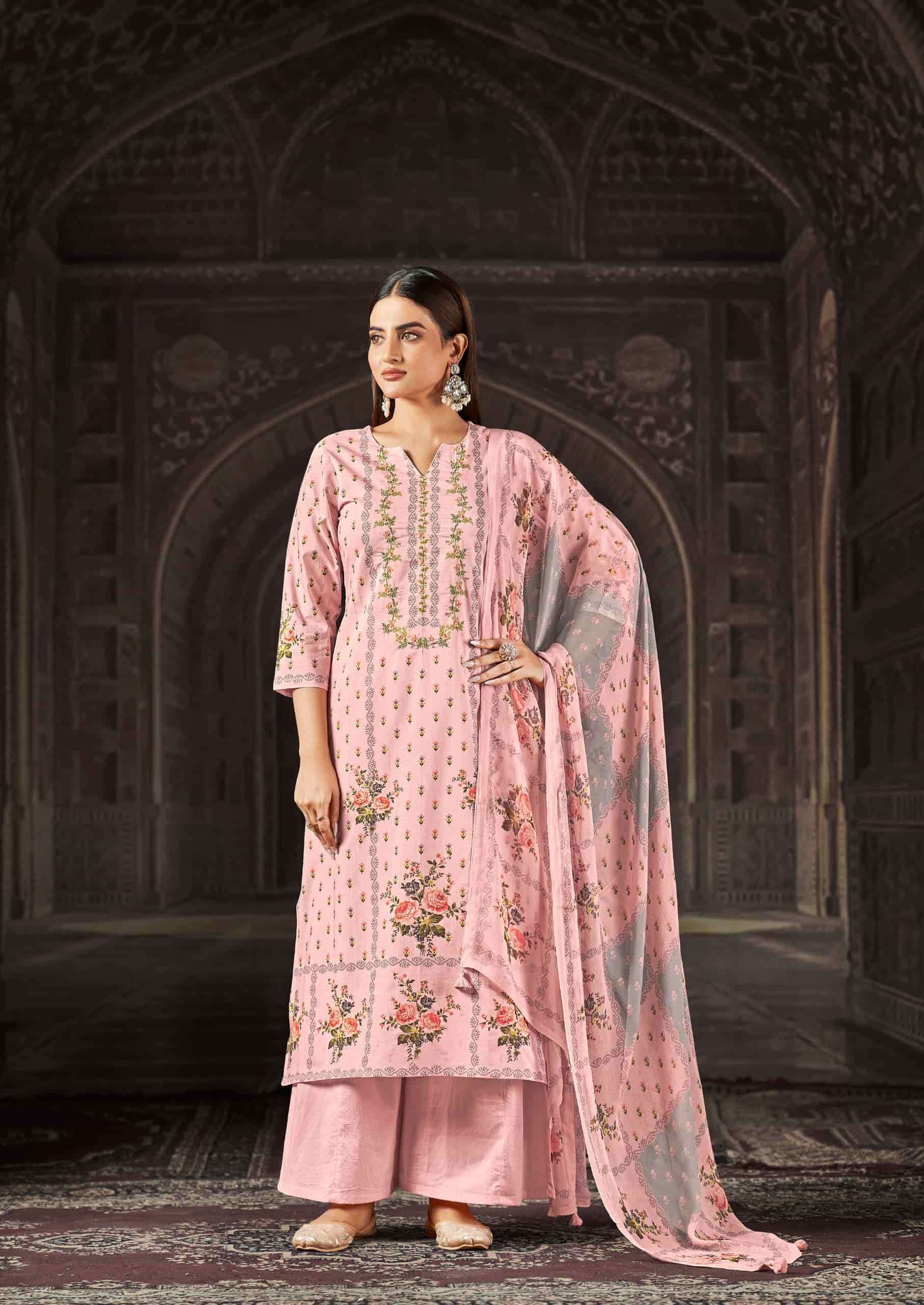 Relssa Fabrics Aliza Cotton Lawn Handwork Dress Material