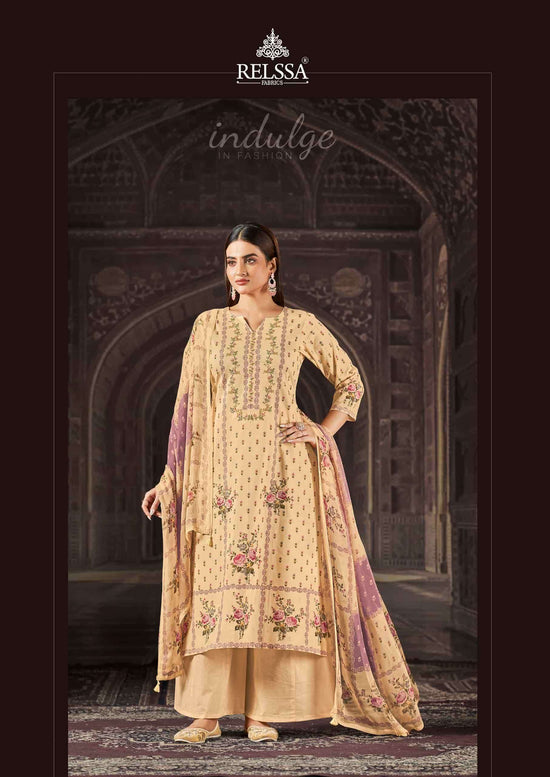 Relssa Fabrics Aliza Cotton Lawn Handwork Dress Material