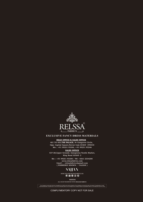 Relssa Fabrics Aliza Cotton Lawn Handwork Dress Material