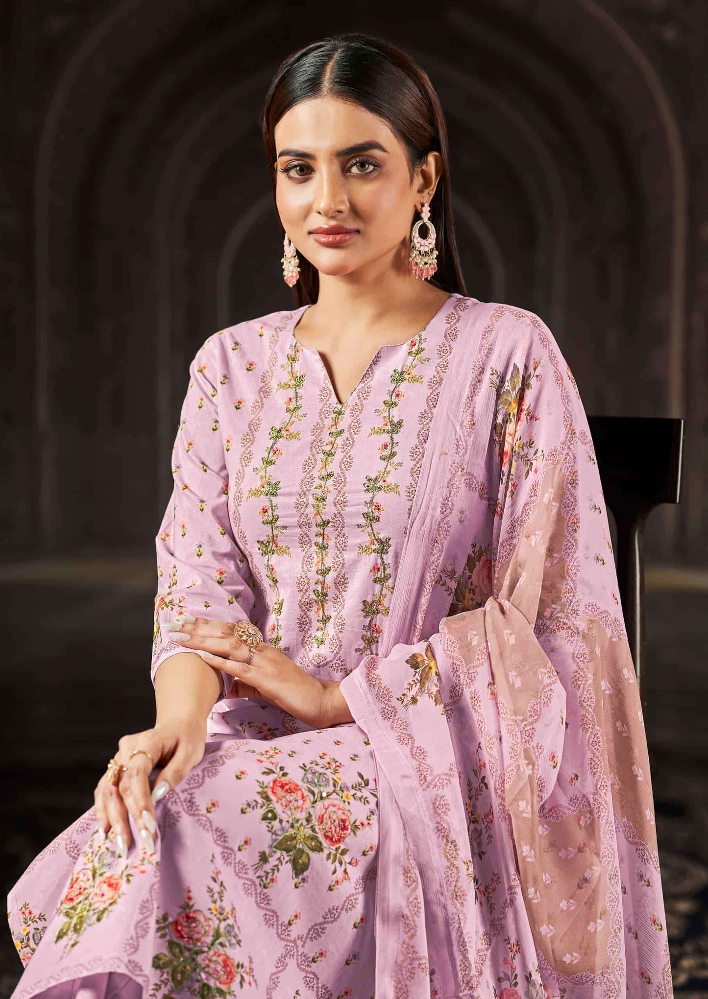 Relssa Fabrics Aliza Cotton Lawn Handwork Dress Material