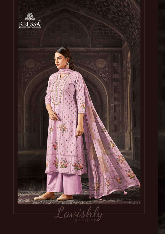 Relssa Fabrics Aliza Cotton Lawn Handwork Dress Material