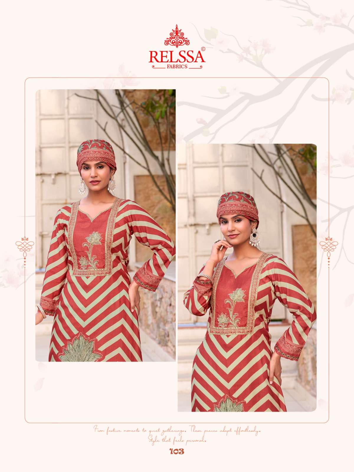 Relssa Fabrics Amrin Premium Muslin Handwork Dress Material