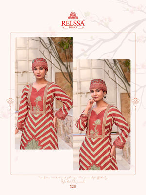 Relssa Fabrics Amrin Premium Muslin Handwork Dress Material