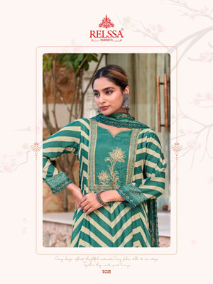 Relssa Fabrics Amrin Premium Muslin Handwork Dress Material